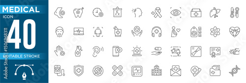 Healthcare Management Line Editable Icons set. Vector illustration in modern thin line style of medicine related icons: certification, control, medical provider