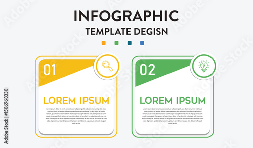 Two-Steps Of Infographic For Business Strategy And Planning Visualization Template On An Isolated Background