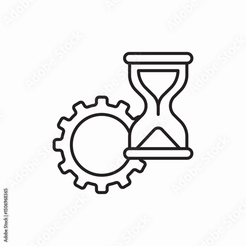 Time management gear hourglass icon vector sign