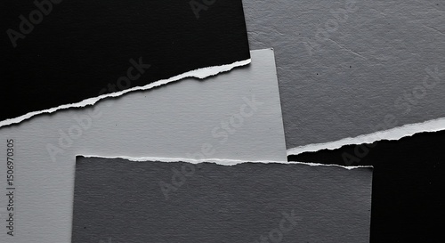 Torn Edges Symphony: Abstract composition featuring torn edges of grey paper overlapping to create texture, perfect for adding a unique touch to your designs.