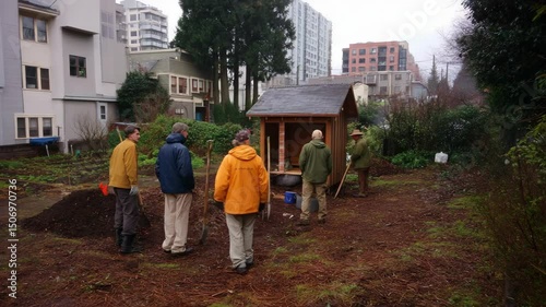 Wallpaper Mural Community garden volunteers working on a plot. Torontodigital.ca