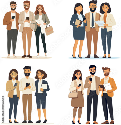 Diverse business teams isolated on white background