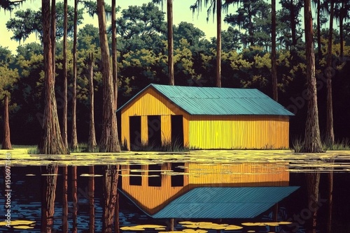 Discover the tranquility of a cabin surrounded by lush wetlands.
