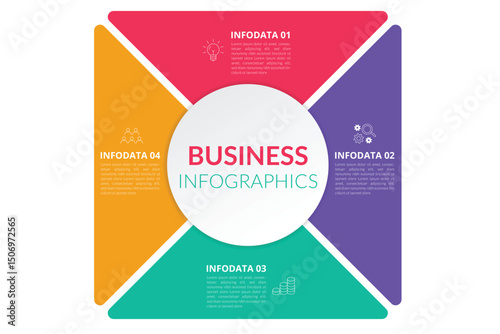 Modern 3D infographic template with 4 steps for success. Business square elements template with options for brochure, diagram, workflow, timeline, web design.