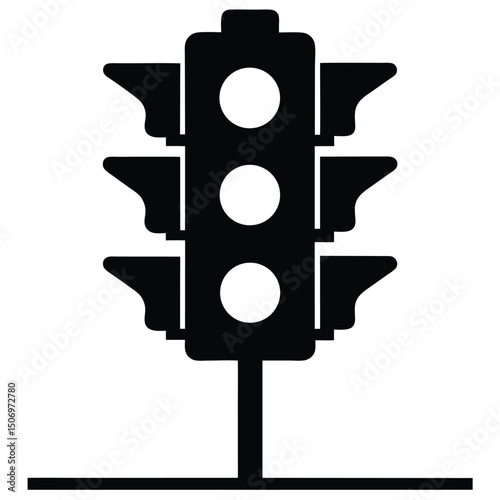 Simple black and white traffic light icon illustration