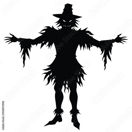 Spooky scarecrow silhouette halloween decoration design