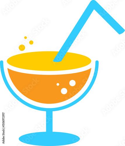Vibrant, eyecatching graphic of a refreshing beverage. Perfect for conveying a sense of summer, relaxation, and celebration. Ideal for menus, promotions,  web design.
