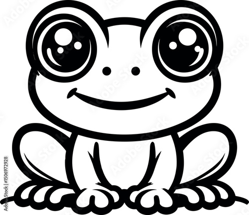 Cartoon frog illustration: A charming illustration of a cartoon frog, embodying cuteness with its round eyes, and friendly smile, inviting warmth and delight.