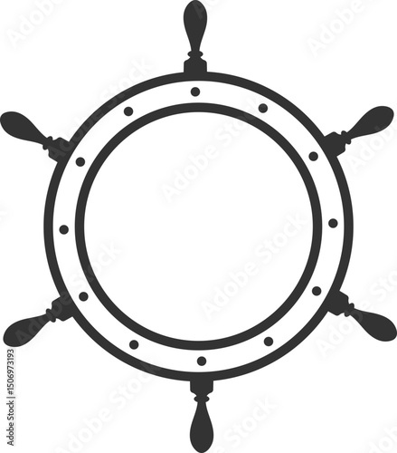 Classic helm silhouette, symbolic of direction and control. Nautical themes, travel,  leadership. Clean, minimalist design ideal for icons or logos.