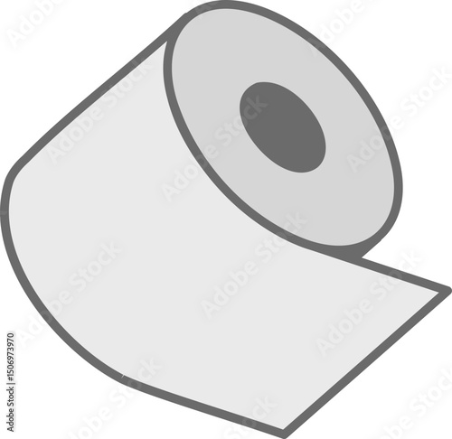 Simple, clean illustration of a roll of toilet paper against a light blue background.  Perfect for website icons, app design, or as a minimalist graphic for hygienerelated content.