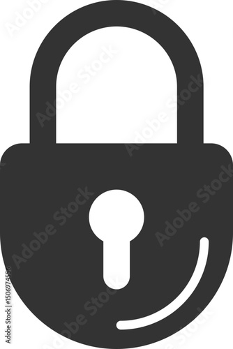 Simple flat icon of a locked padlock. Symbolizes security, privacy, and protection. Use for web design, infographics, or safety concepts. Clean  modern.