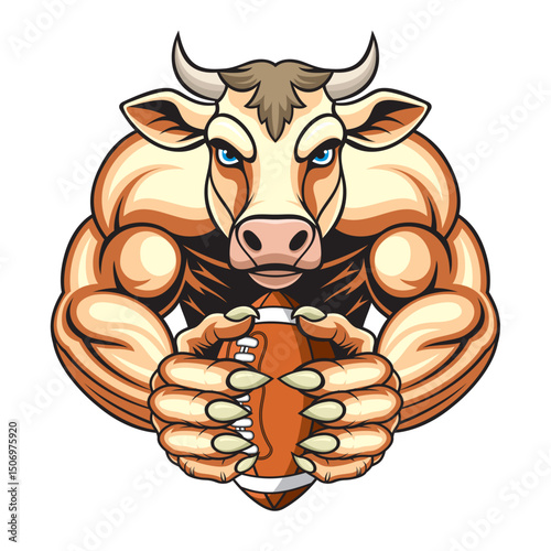 american football mascot cow vector illustration design