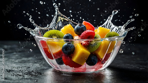 fruit in water splash