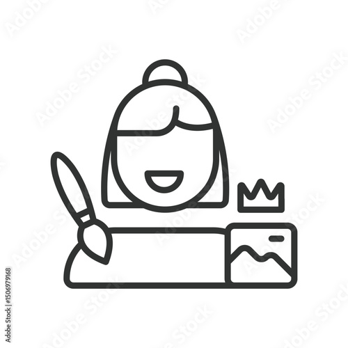 Art director, icon in line design. Art director, creative director, visual concept, branding, advertising, campaign, graphic design on white background vector. Art director editable stroke icon