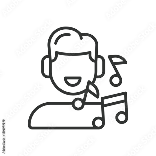 Music producer, icon in line design. Music producer, music, producer, mixing, audio, sound, studio on white background vector. Music producer, editable stroke icon
