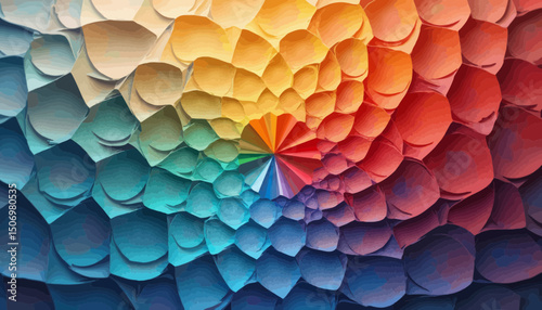 Colorful Abstract Swirl of Layered Paper Circles