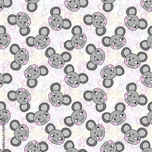 Cute mouse pattern, white isolate background