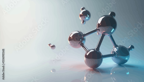 Metallic Molecular Structure 3D Render