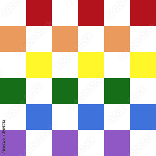 Colorful checkerboard pattern, white isolated background