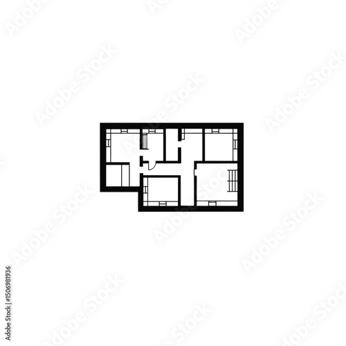 Silhouette of floor plan on white background