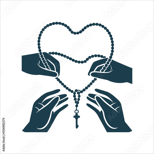 Rosary Heart with Key: Faith, Love, Hope