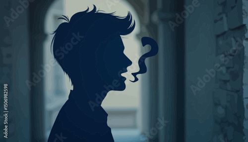 Silhouette of a Man Questioning in a Dark Archway