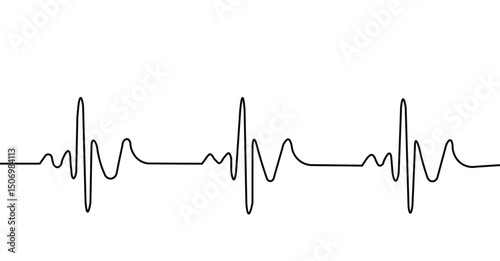 Long Heartbeat Line Art, EKG ECG Pulse Graphic