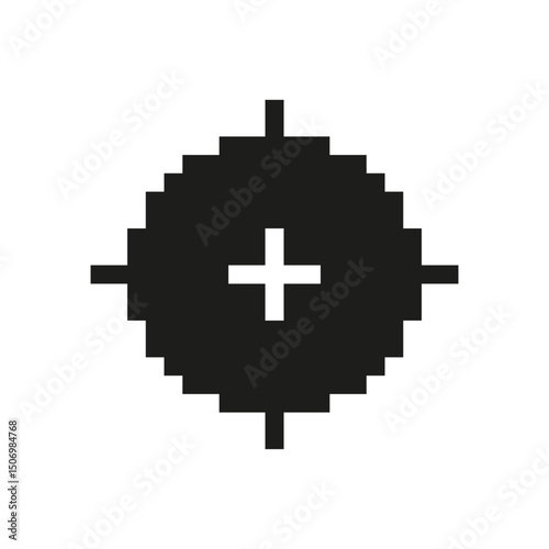 Pixelated Target Icon. Symbol of Focus, Goal, and Precision. Isolated Vector Illustration