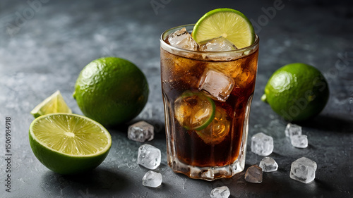 mojito cocktail on black background