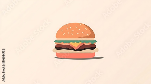 Linear chicken burger icon in soft beige and coral hues, clean and modern isolated background