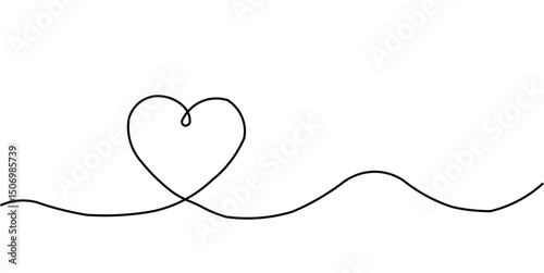 Doodle Heart Line Art, Love Hand Drawn Graphic