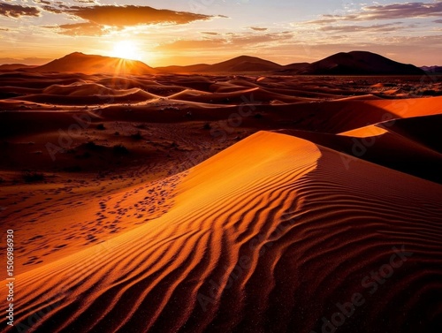 The peaceful beauty of endless sand dunes under a clear blue sky.