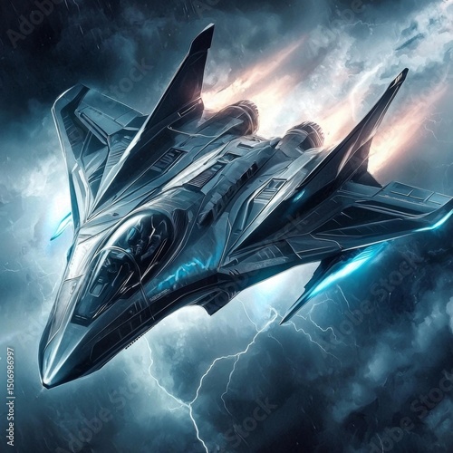 The future of aerial combat with advanced stealth capabilities. photo