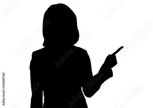 指をさす女性のシルエット