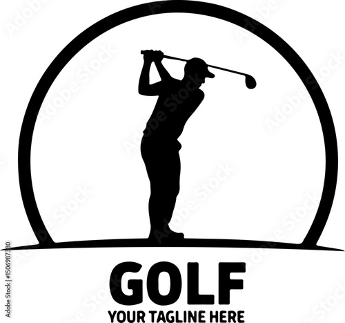 Silhouette of a Golfer Swinging a Club 