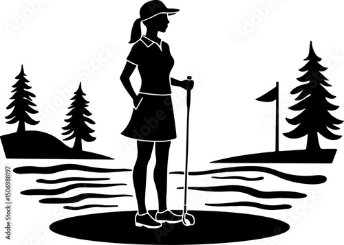 Silhouette of a Golfer Swinging a Club 