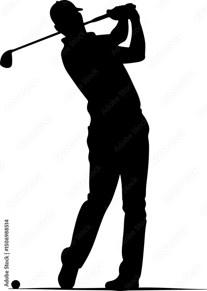 Naklejka premium Silhouette of a Golfer Swinging a Club 