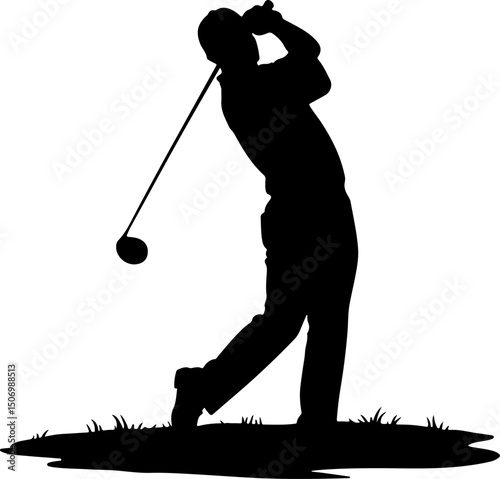 Silhouette of a Golfer Swinging a Club 