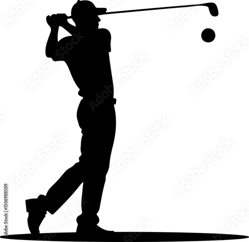 Silhouette of a Golfer Swinging a Club 