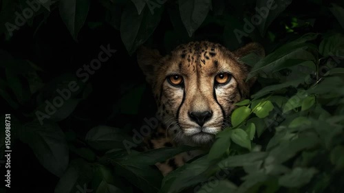 Cheetah hidden in foliage