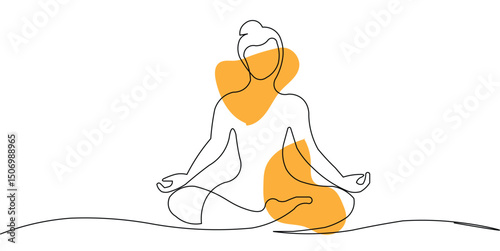 Meditate Line Art, Yoga Zen Peace Graphic
