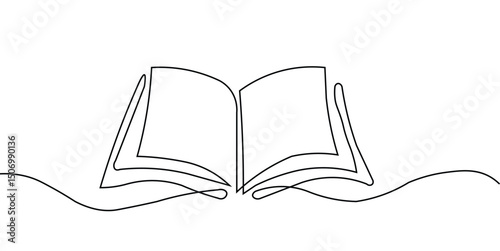 Open Book Line Art, Education Learning Study Graphic