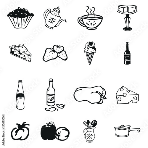 Hand drawn collection of food and drink icons