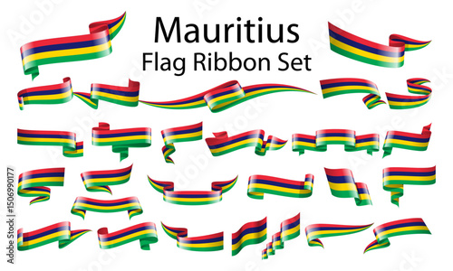 Mauritius ribbon flag set