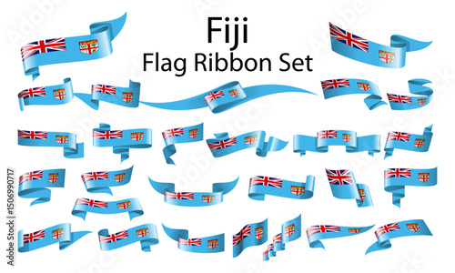 Fiji ribbon flag set