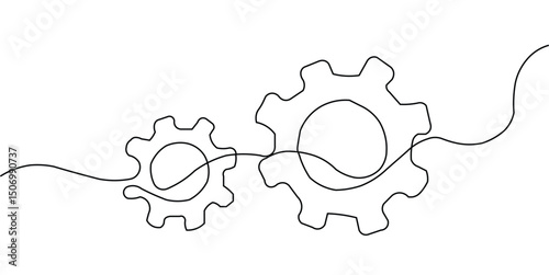 Minimalist Gear Line Icon, Settings Cog Wheel Graphic