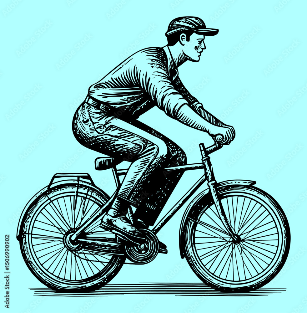 Obraz premium man riding a bicycle