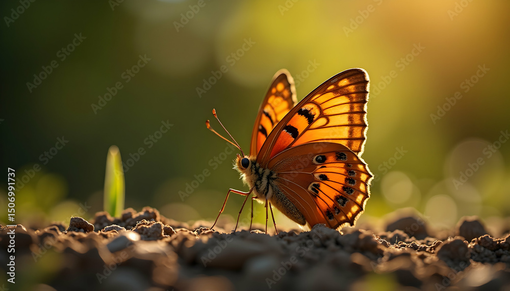 Obraz premium Orange Butterfly on Ground