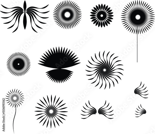 horizontal, bird, illustration, design, group of objects, symbol, vector, black color, icon symbol, animal body part, animal wing, elegance, icon set, design element,