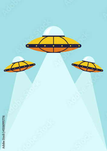 Three UFO vertical background with some copy space